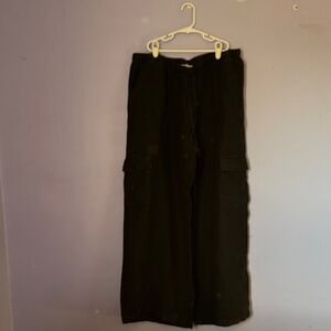 Caslon Black Wide Leg Linen Cargo Pants